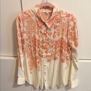 Rose & Olive Peach Floral Women’s Button-Down Shirt